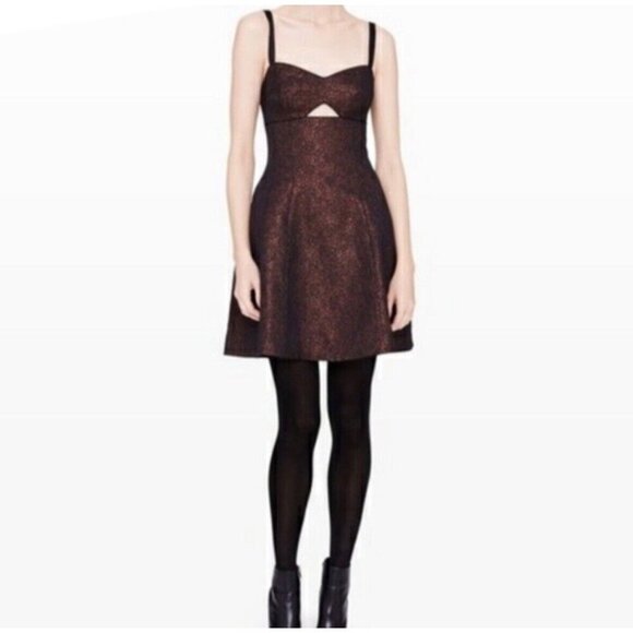 Club Monaco Dresses & Skirts - Club Monaco Womens Lavra metallic cutout dress Size 0 Cut Out A Line Dress